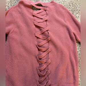 Women’s boutique sweater with lace up back detail
